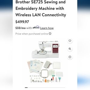 Brother computerized sewing Embroidery Machine 725